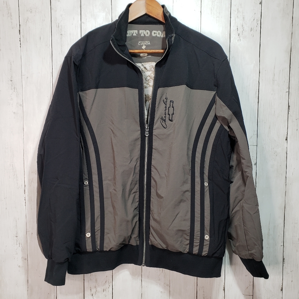 Choko Canada Chevrolet Black Gray Lined Jacket Med